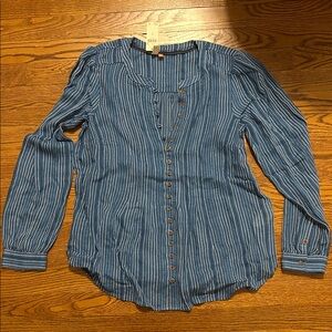 Anthropologie Blue Striped Women's Top